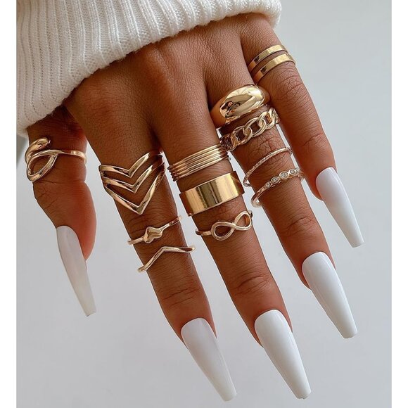 25 Pcs Gold Knuckle Ring Set for Women Stackable Midi Rings Jewelry Gift - Picture 3 of 9